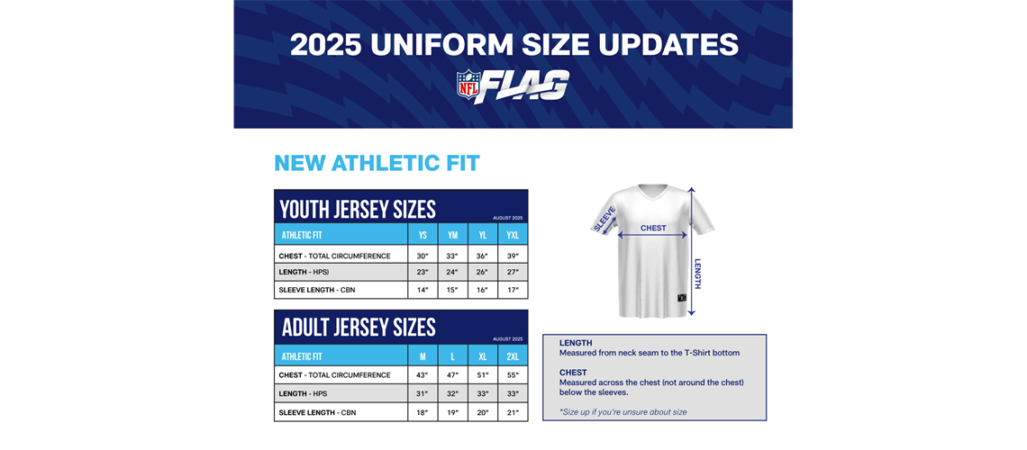 New uniform sizing chart